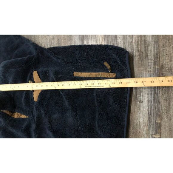 LL Bean Adult Large Navy Blue Deep Pile 1/4 Button Fleece Pullover - Picture 5 of 5